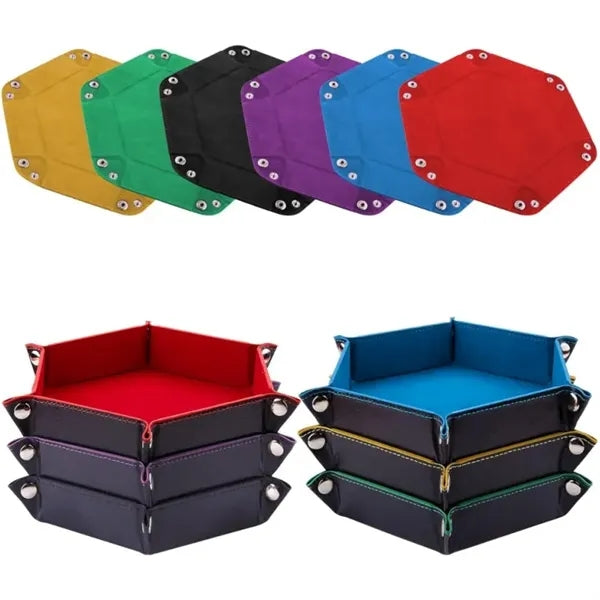 Hexagonal PU Leather Velvet Dice Tray