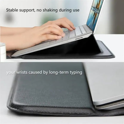 3-in-1 PU Leather Laptop Sleeve