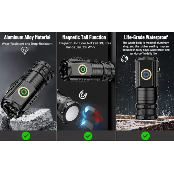 Rechargeable Flash Light with Clip and Magnetic Function