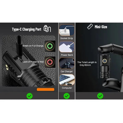 Rechargeable Flash Light with Clip and Magnetic Function