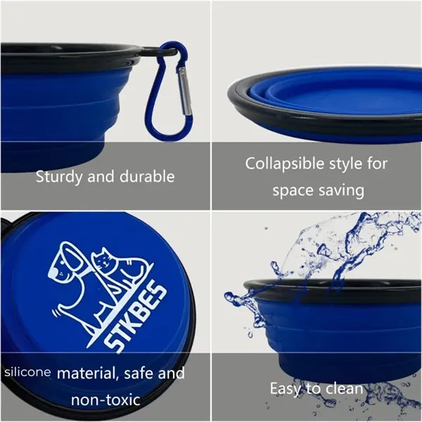 Dog  Pet Collapsible Bowl with Carabiners