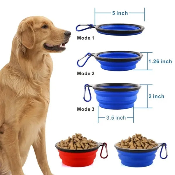 Dog  Pet Collapsible Bowl with Carabiners