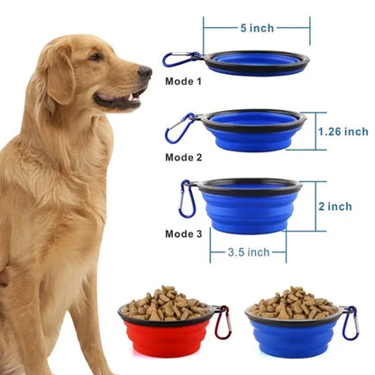Dog  Pet Collapsible Bowl with Carabiners