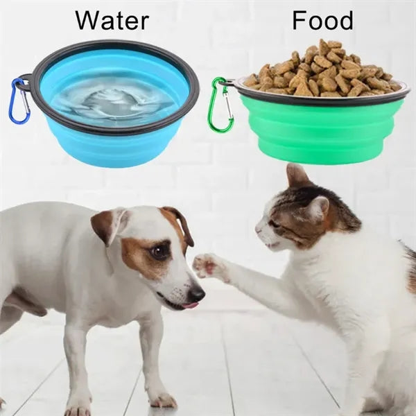 Dog  Pet Collapsible Bowl with Carabiners