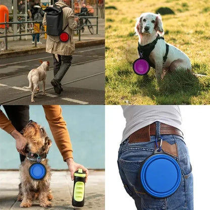 Dog  Pet Collapsible Bowl with Carabiners