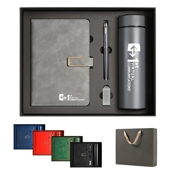 Luxurious Gift Set: A5 PU Notebook, Thermos, USB & Pen
