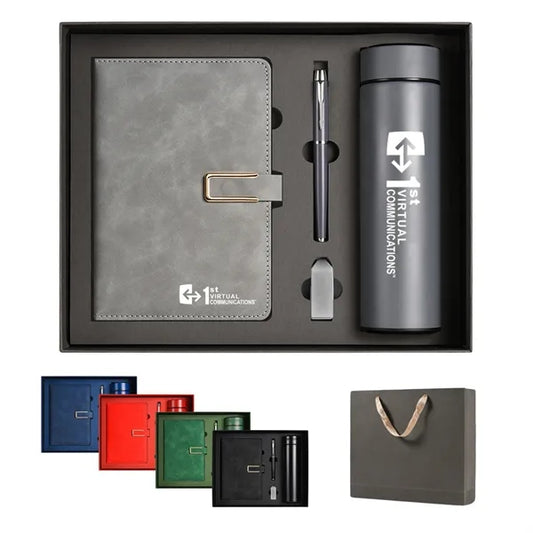 Luxurious Gift Set: A5 PU Notebook, Thermos, USB & Pen