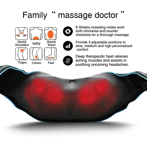 Electric Back Shoulder and Neck Kneading Massager with Heat