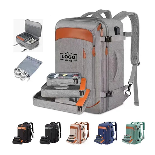 40L Expandable Waterproof Backpack With 4 Packing Cubes