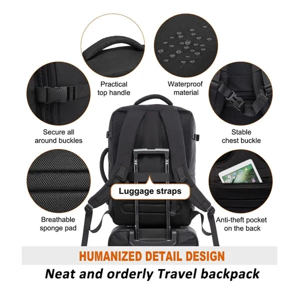 40L Expandable Waterproof Backpack With 4 Packing Cubes