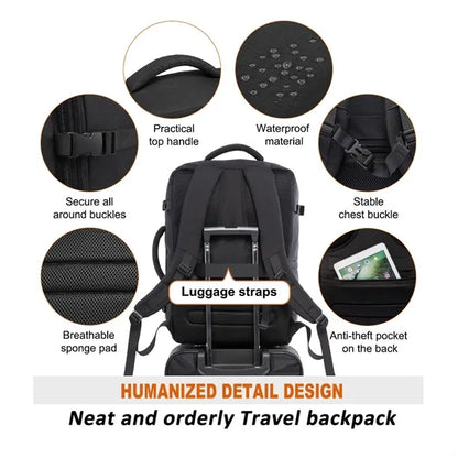40L Expandable Waterproof Backpack With 4 Packing Cubes