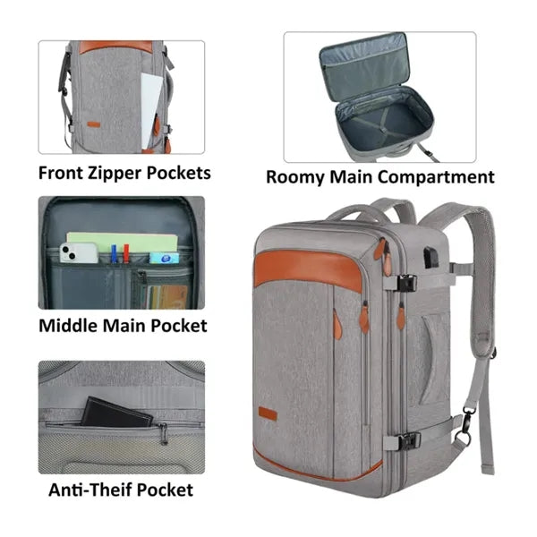 40L Expandable Waterproof Backpack With 4 Packing Cubes