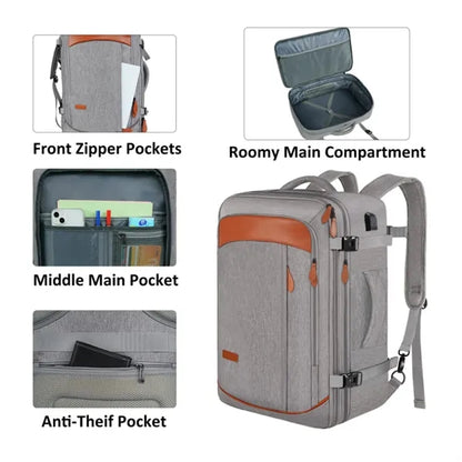 40L Expandable Waterproof Backpack With 4 Packing Cubes