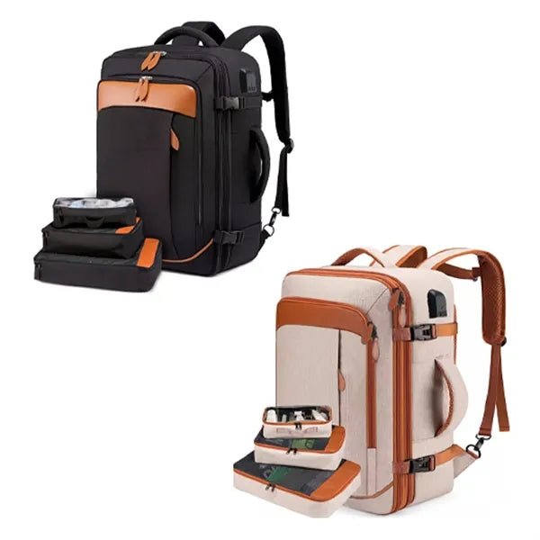 40L Expandable Waterproof Backpack With 4 Packing Cubes