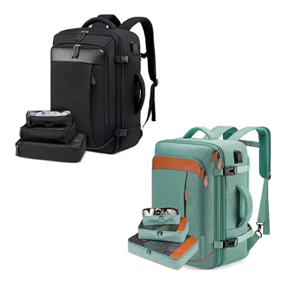 40L Expandable Waterproof Backpack With 4 Packing Cubes