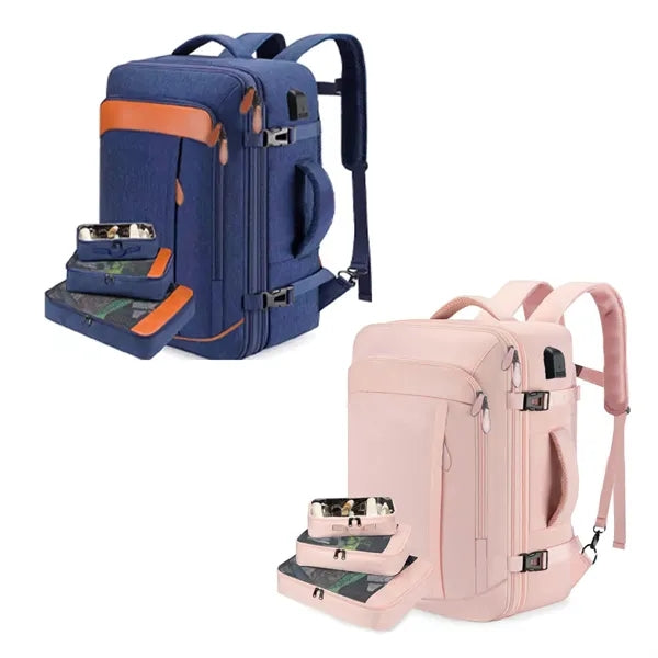 40L Expandable Waterproof Backpack With 4 Packing Cubes