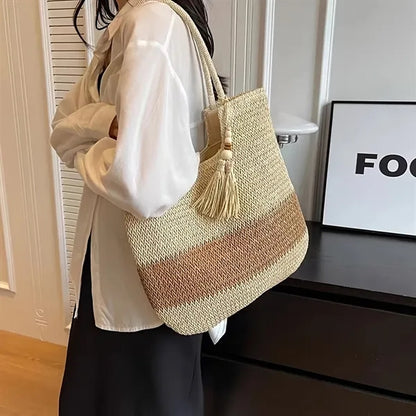 Jute Straw Beach Woven Tote Rattan Shoulder Bag