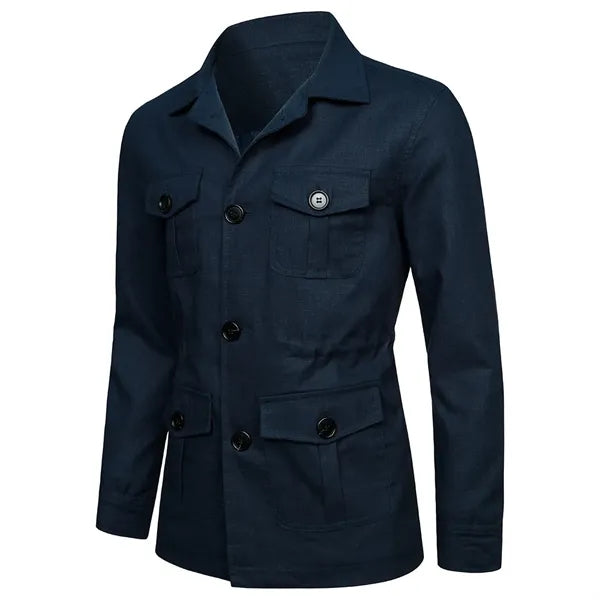 Handmade Linen Jacket British Retro Gentleman Slim Fit Coat