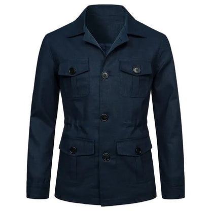 Handmade Linen Jacket British Retro Gentleman Slim Fit Coat