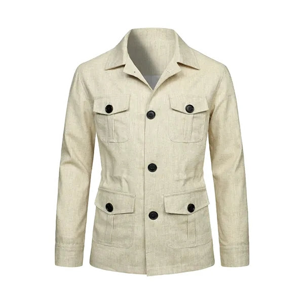 Handmade Linen Jacket British Retro Gentleman Slim Fit Coat