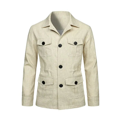 Handmade Linen Jacket British Retro Gentleman Slim Fit Coat