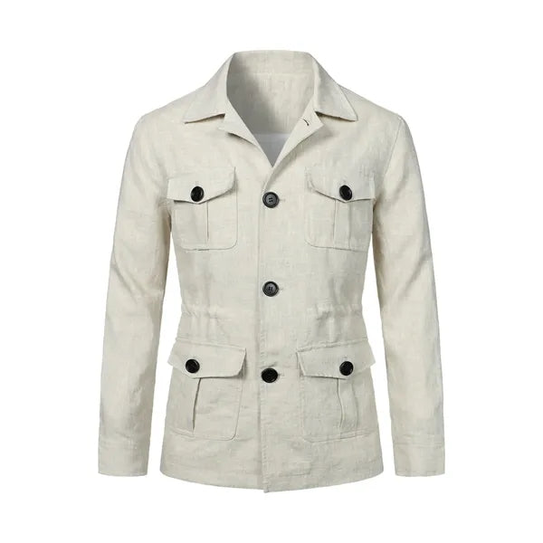 Handmade Linen Jacket British Retro Gentleman Slim Fit Coat