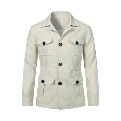 Handmade Linen Jacket British Retro Gentleman Slim Fit Coat