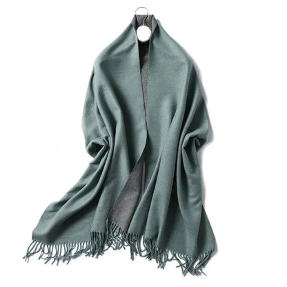Reversible Cashmere Thick Tassel Shawl