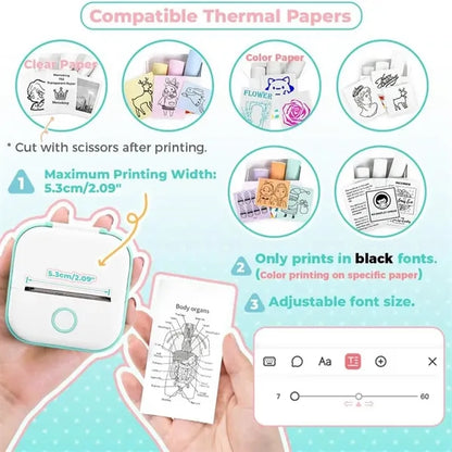 Bluetooth Wireless Pocket Thermal Inkless Sticker Printer