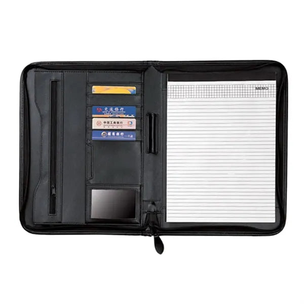 Leahter A4 Zippered Portfolio