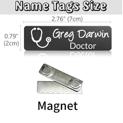 Custom Stainless Steel Name Tag With Magnetic Backing