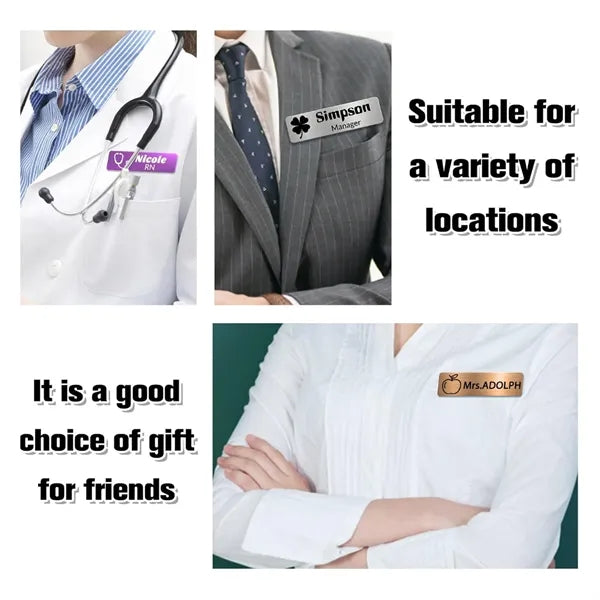 Custom Stainless Steel Name Tag With Magnetic Backing