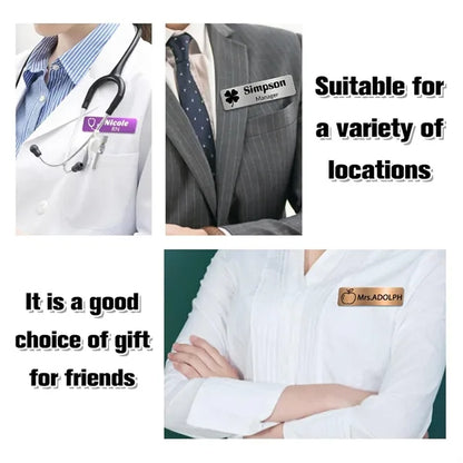 Custom Stainless Steel Name Tag With Magnetic Backing