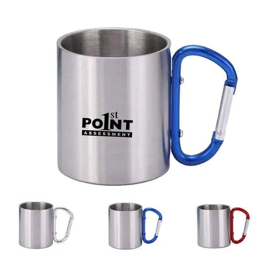 10 Oz Stainless Steel Mug With Carabiner Handle