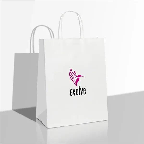 White Kraft Shopping Bag (10" X 4.5" X 12.5") Large