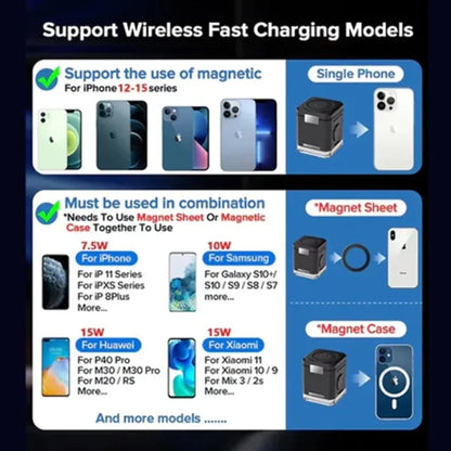 15W 3 In 1 Magnetic Wireless Ambient Light Charging Station