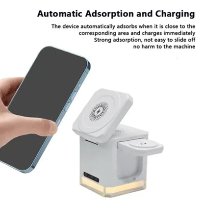 15W 3 In 1 Magnetic Wireless Ambient Light Charging Station