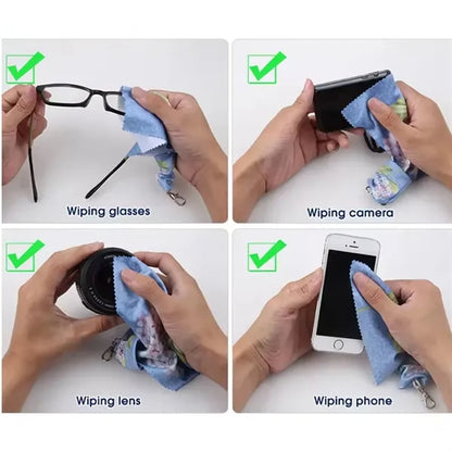 Microfiber Eyeglasses Cleaning Cloth Screen Cleaner in Pouch