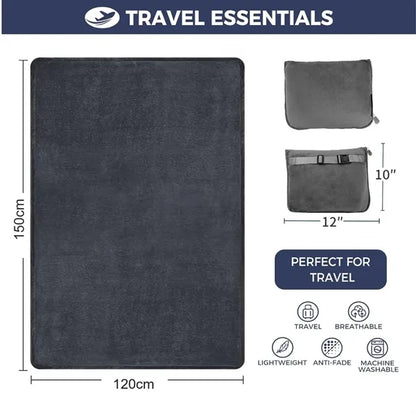 2 in 1 Ultra  Travel Pillow Blanket with Soft Bag