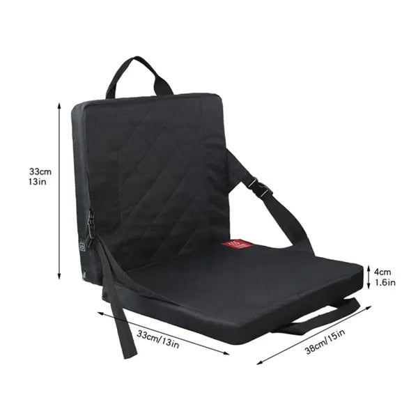 USB Heated Outdoor Stadium Seat Cushion With Back Support