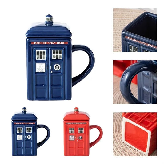 Police Booth Ceramic Mug with Lid