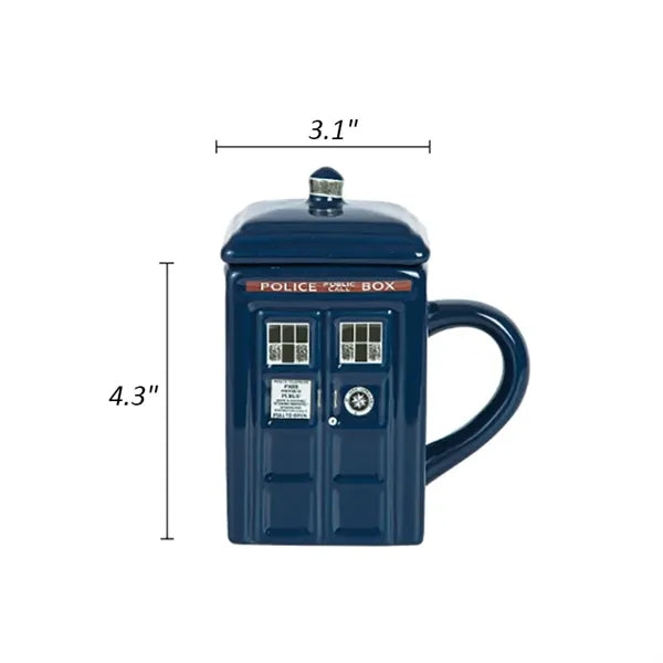 Police Booth Ceramic Mug with Lid