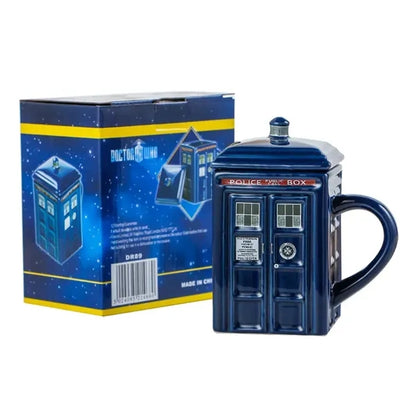 Police Booth Ceramic Mug with Lid