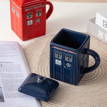 Police Booth Ceramic Mug with Lid