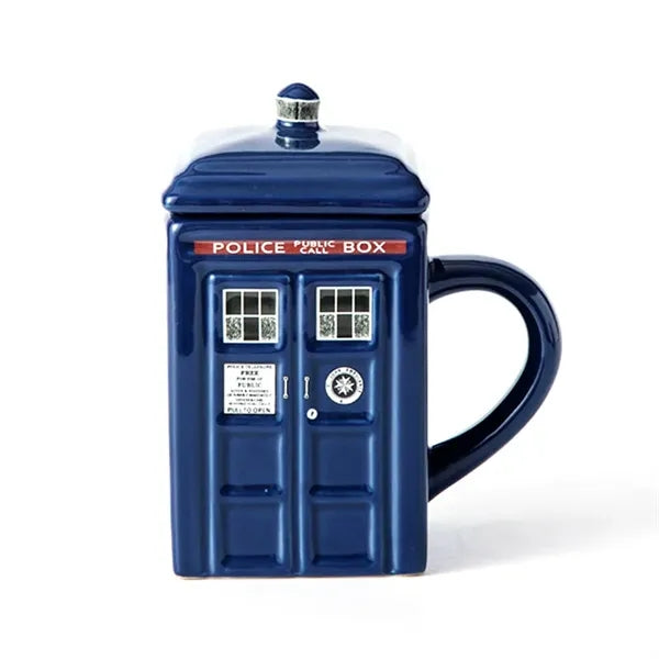 Police Booth Ceramic Mug with Lid