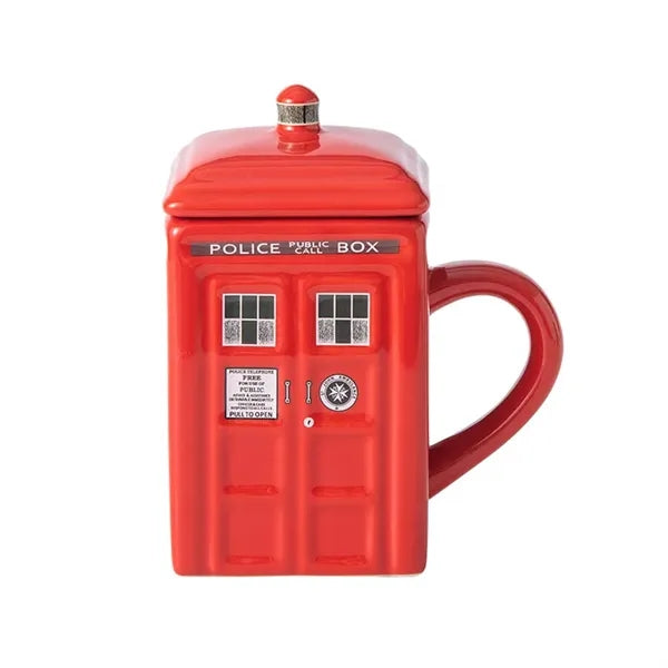 Police Booth Ceramic Mug with Lid