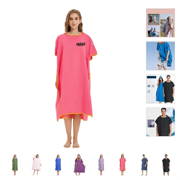 Microfiber Bath Robe Poncho with Hood