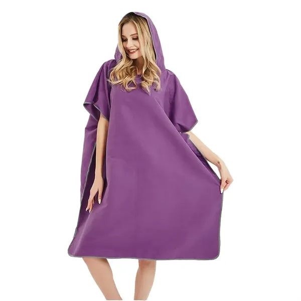 Microfiber Bath Robe Poncho with Hood