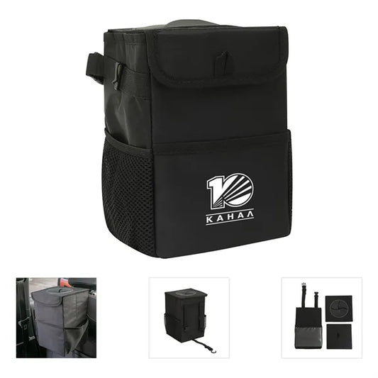 Waterproof Car Trash Can with Lid & Pockets