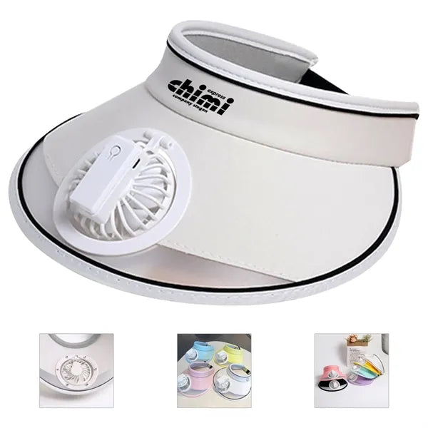 Sun Visor Hat with Fan Wide Brim Beach Cap